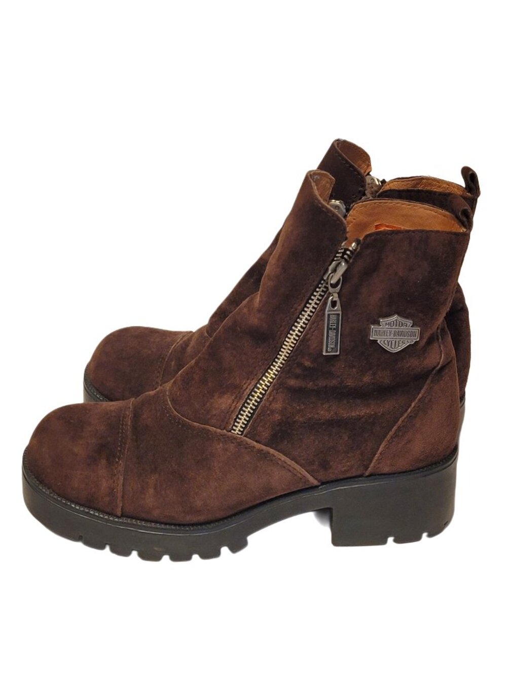 Harley Davidson Suede Chunky Lug Sole Ankle Boots